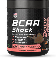 Amino Acid Energy Powder with BCAA, Best Intra & Post Workout Recovery Drink, Muscle Recovery & Endurance Powder with BCAA Supports Muscle Growth, Fruit Punch Flavor, 292g - Made in USA